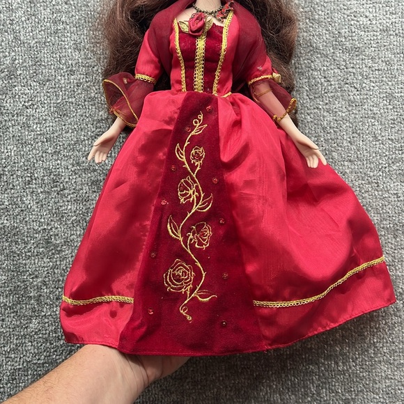 Disney Princess Belle Red Dress Gown Porcelain Doll Beauty The Beast Collectible - Picture 5 of 16